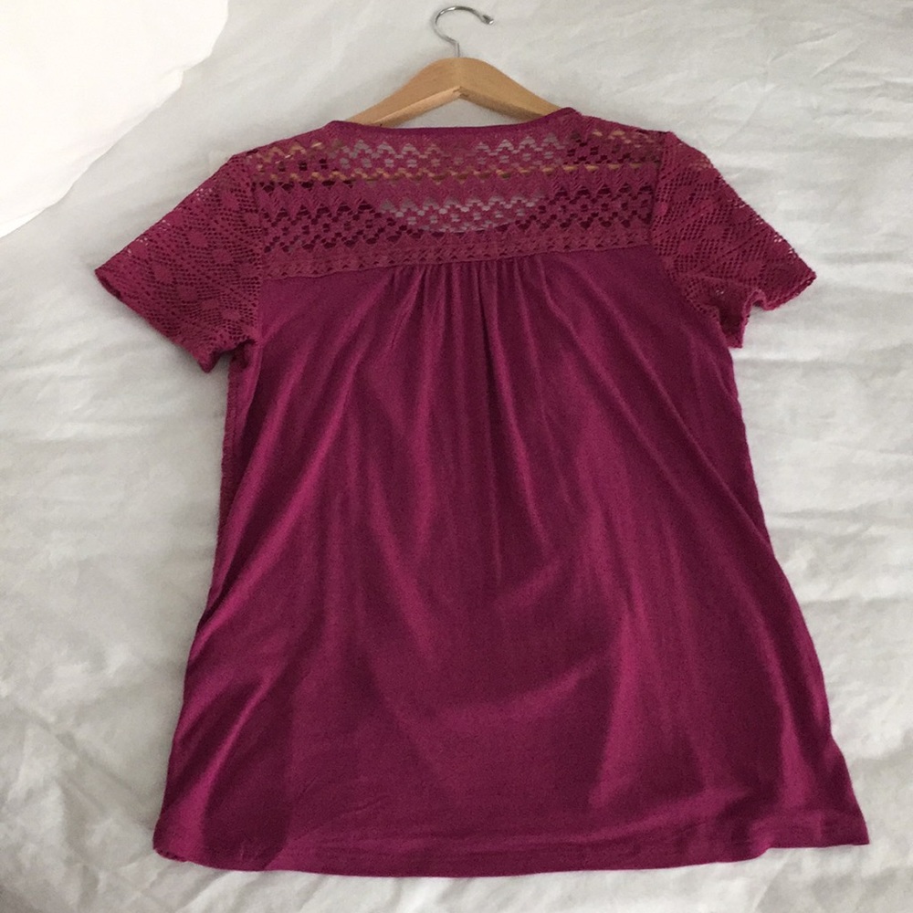 SOLD Lucky Brand NWT Pink Summer Crocheted Top - Picture 6 of 7